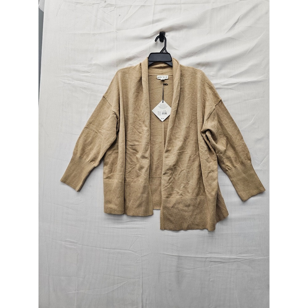 Ava & Viv Womens Open Front Shawl Cardigan Tan Cotton Blend Plus Size 1X